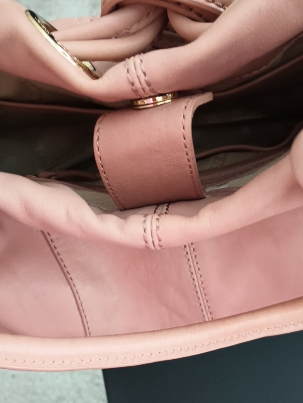 Michael Kors Blush Tan Soft Leather Knot Shoulder Tote - Picture 14 of 16